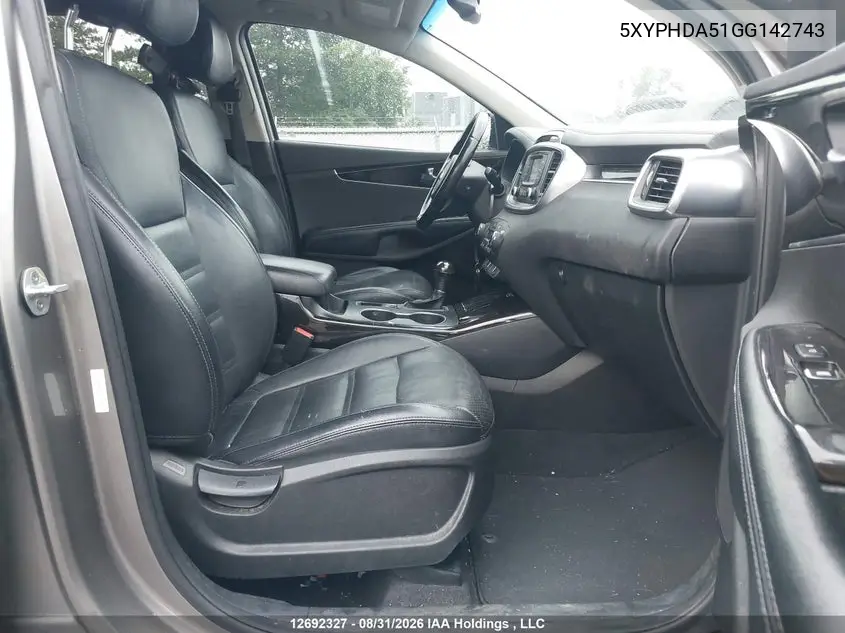 2016 KIA SORENTO VIN 5XYPHDA51GG142743 — фото 5