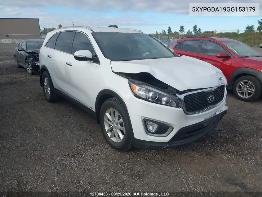 KIA SORENTO 2016, VIN 5XYPGDA19GG153179