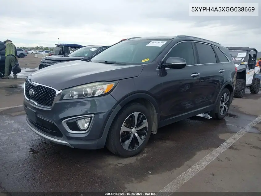 2016 KIA SORENTO VIN 5XYPH4A5XGG038669 — фото 2