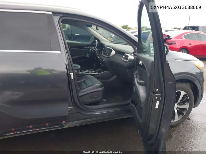 2016 KIA SORENTO VIN 5XYPH4A5XGG038669 — фото 5