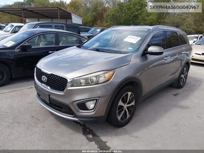 2016 KIA SORENTO VIN 5XYPH4A56GG040967 — фото 2