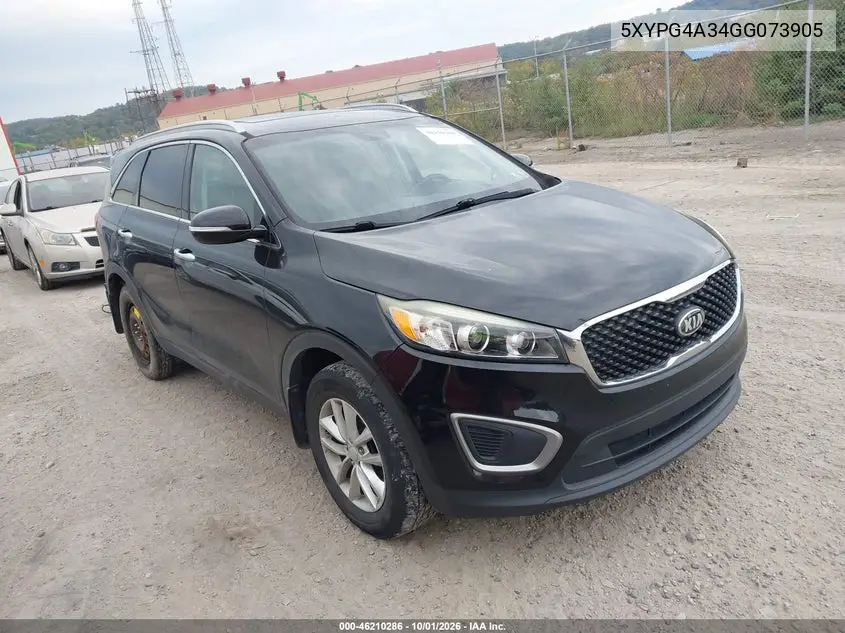 KIA SORENTO 2016, VIN 5XYPG4A34GG073905