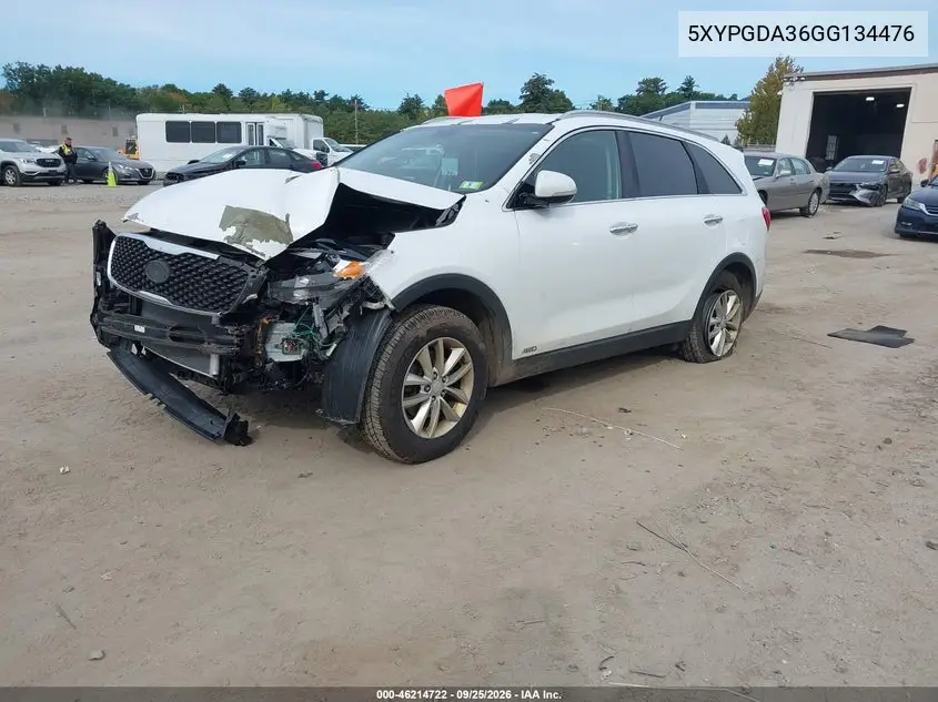 2016 KIA SORENTO VIN 5XYPGDA36GG134476 — фото 2