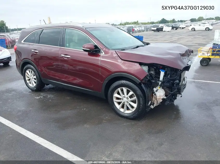 KIA SORENTO 2016, VIN 5XYPG4A37GG129030