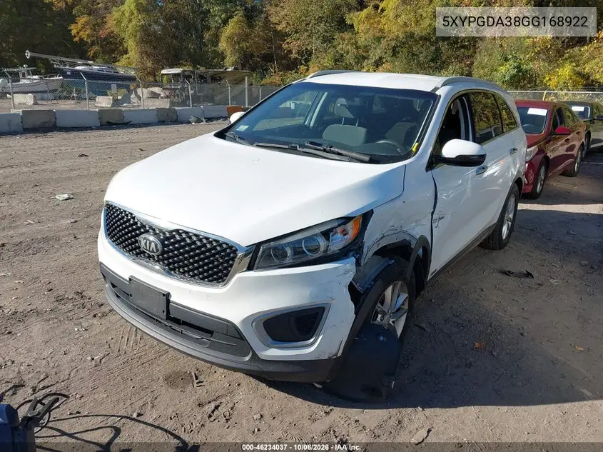 2016 KIA SORENTO VIN 5XYPGDA38GG168922 — фото 2