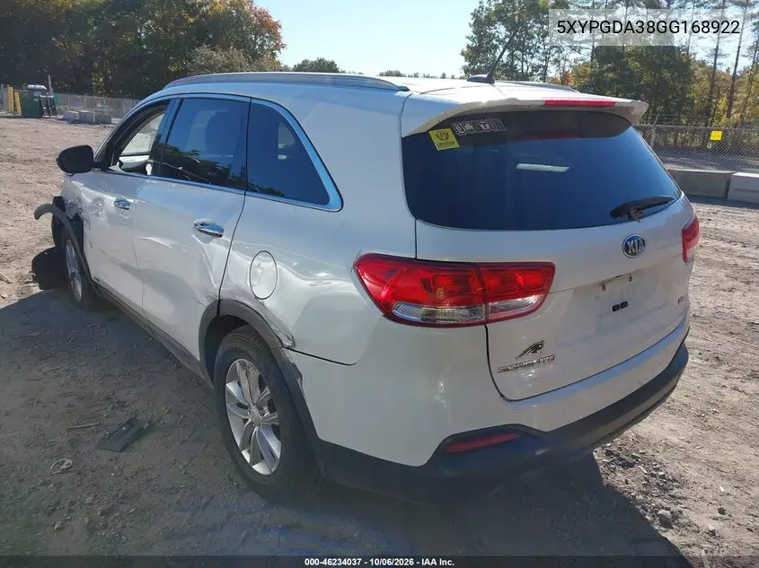2016 KIA SORENTO VIN 5XYPGDA38GG168922 — фото 3