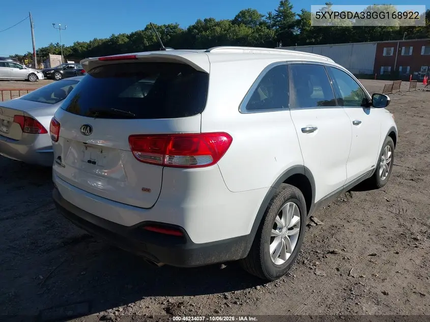 2016 KIA SORENTO VIN 5XYPGDA38GG168922 — фото 4