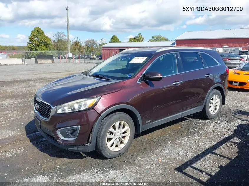 2016 KIA SORENTO VIN 5XYPGDA30GG012700 — фото 2