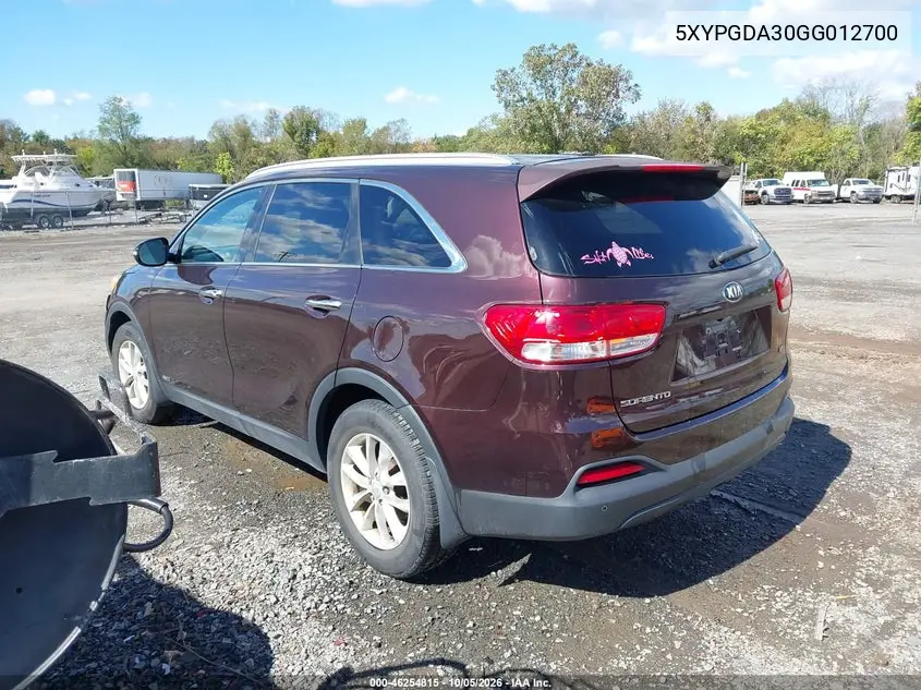 2016 KIA SORENTO VIN 5XYPGDA30GG012700 — фото 3