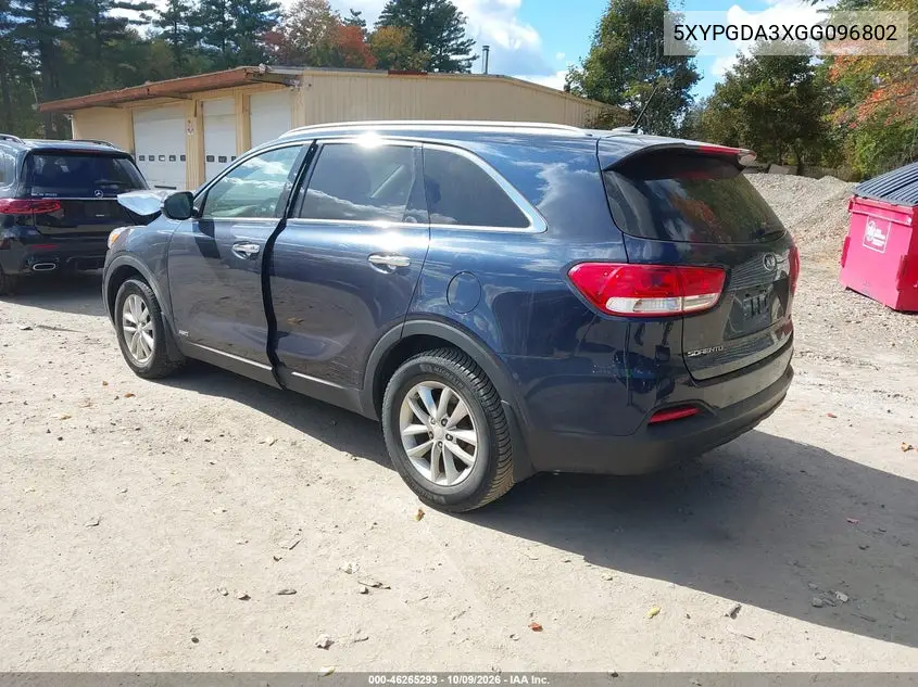 2016 KIA SORENTO VIN 5XYPGDA3XGG096802 — фото 3