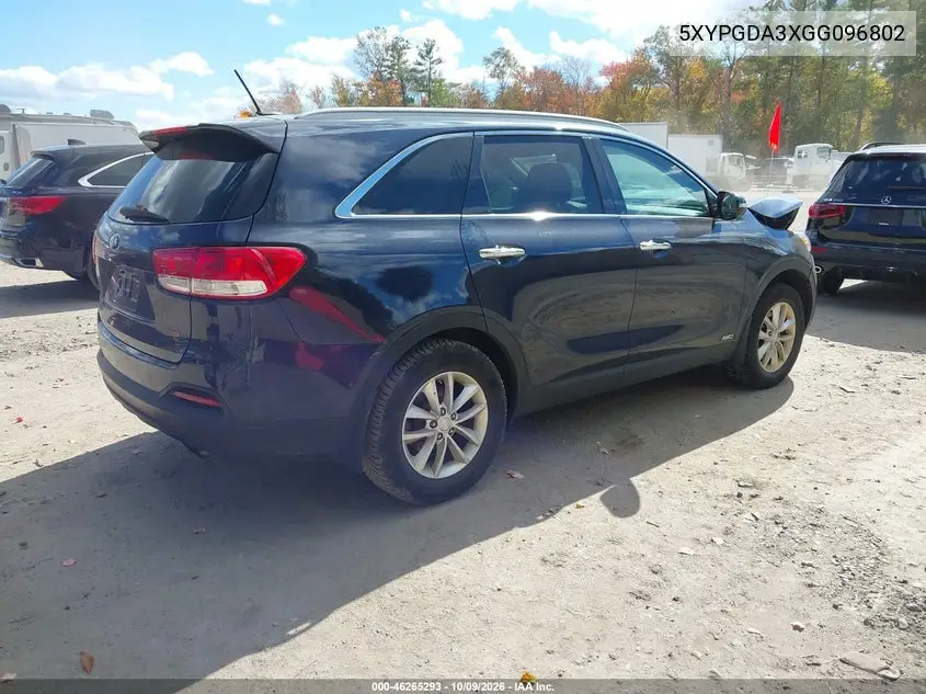 2016 KIA SORENTO VIN 5XYPGDA3XGG096802 — фото 4