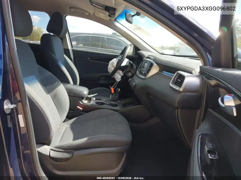 2016 KIA SORENTO VIN 5XYPGDA3XGG096802 — фото 5