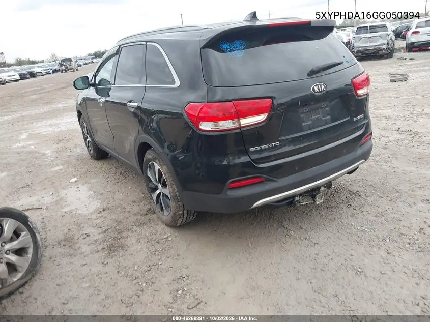 2016 KIA SORENTO VIN 5XYPHDA16GG050394 — фото 3