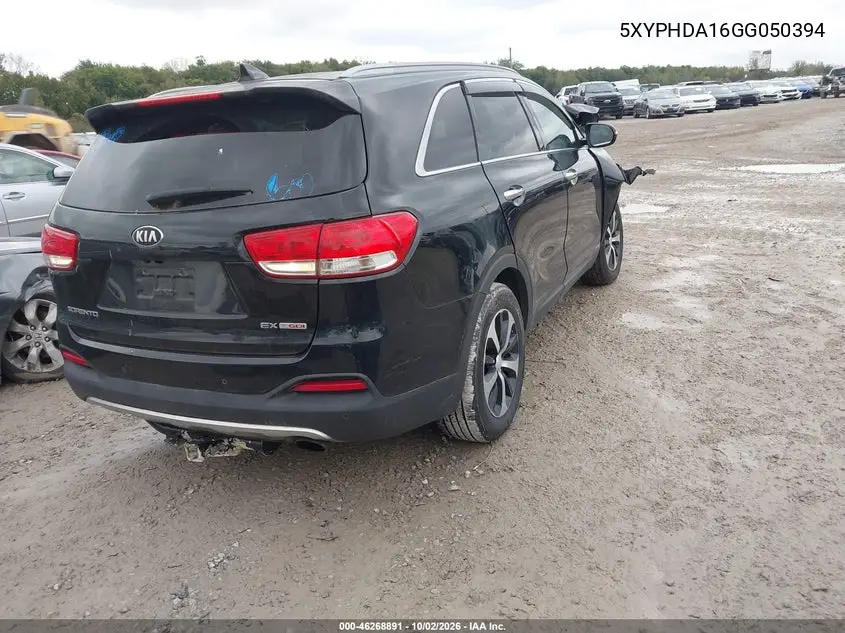 2016 KIA SORENTO VIN 5XYPHDA16GG050394 — фото 4