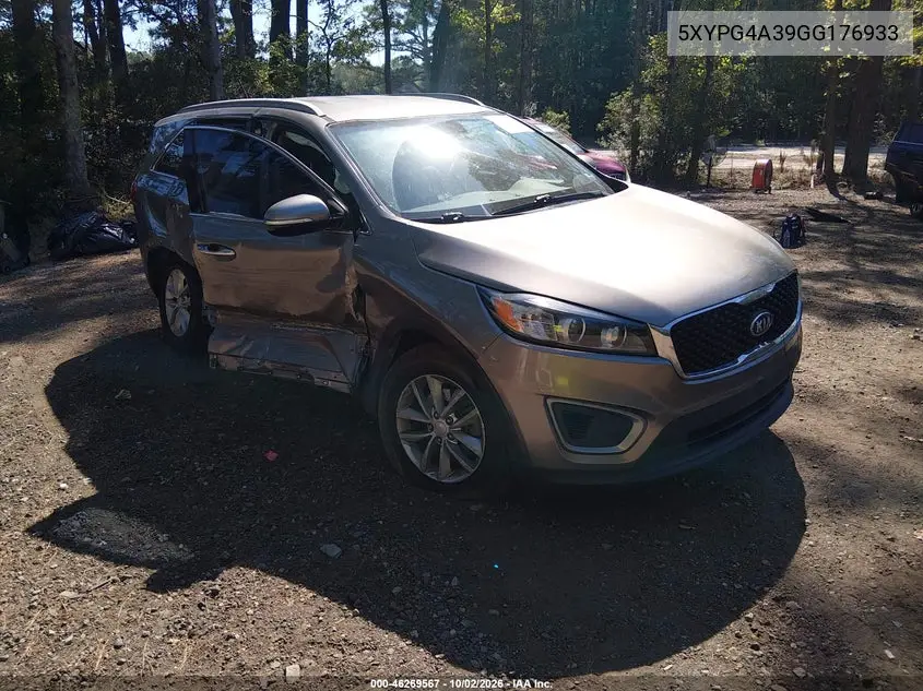 KIA SORENTO 2016, VIN 5XYPG4A39GG176933