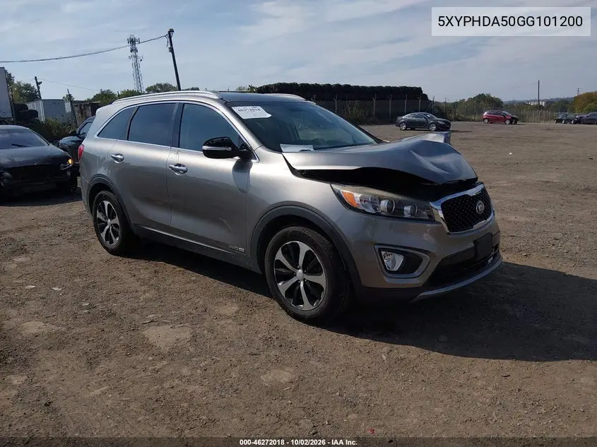 KIA SORENTO 2016, VIN 5XYPHDA50GG101200