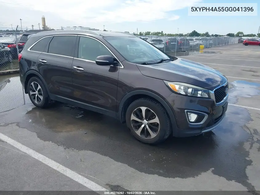 KIA SORENTO 2016, VIN 5XYPH4A55GG041396