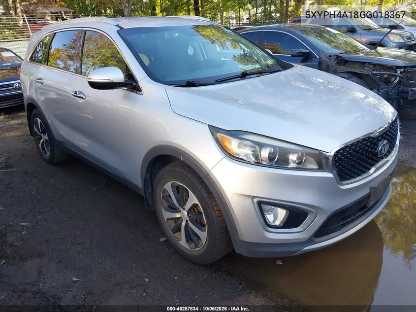 KIA SORENTO 2016, VIN 5XYPH4A18GG018367