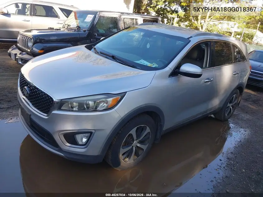2016 KIA SORENTO VIN 5XYPH4A18GG018367 — фото 2