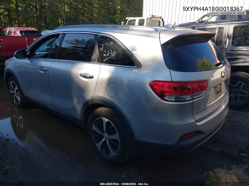 2016 KIA SORENTO VIN 5XYPH4A18GG018367 — фото 3