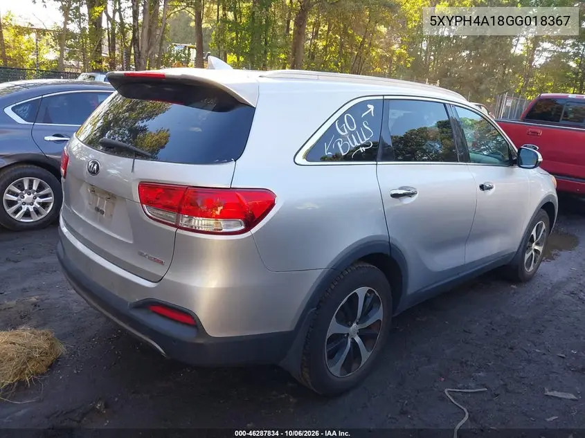 2016 KIA SORENTO VIN 5XYPH4A18GG018367 — фото 4