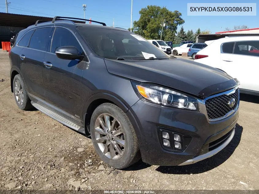 KIA SORENTO 2016, VIN 5XYPKDA5XGG086531