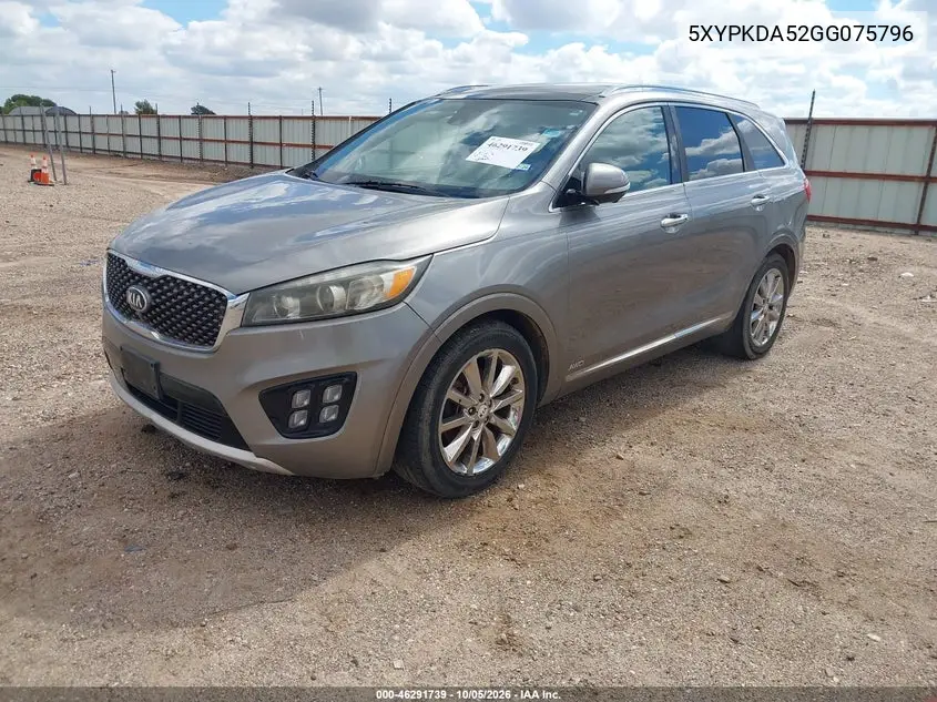 2016 KIA SORENTO VIN 5XYPKDA52GG075796 — фото 2