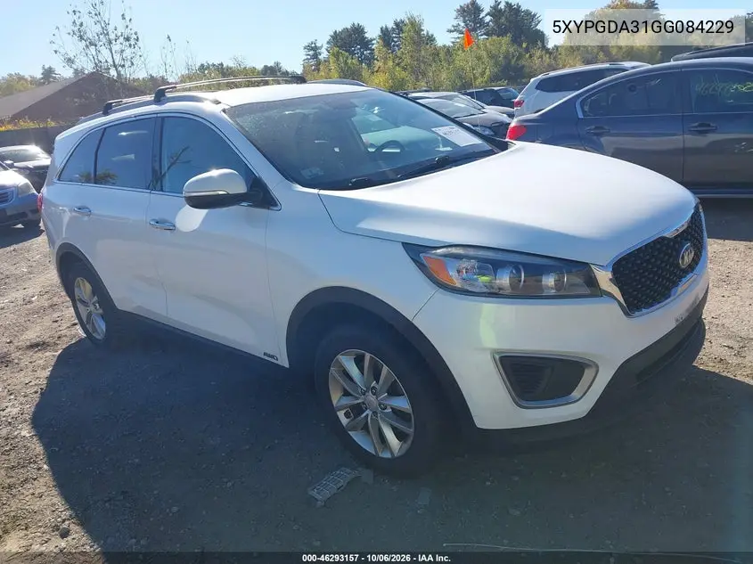 KIA SORENTO 2016, VIN 5XYPGDA31GG084229