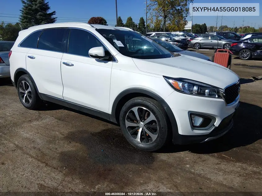 KIA SORENTO 2016, VIN 5XYPH4A55GG018085