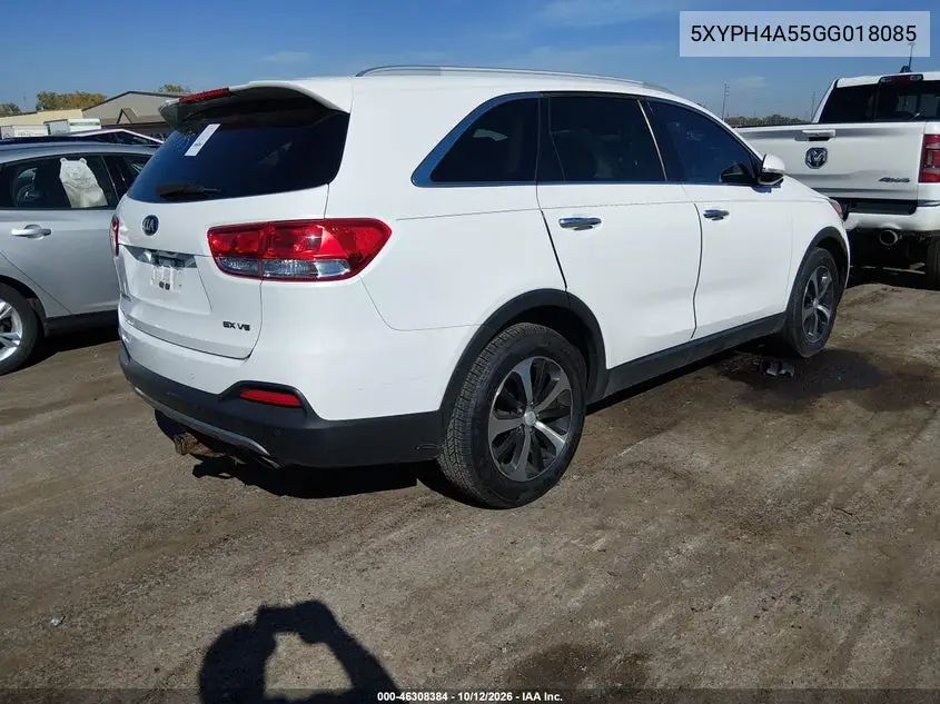 2016 KIA SORENTO VIN 5XYPH4A55GG018085 — фото 4