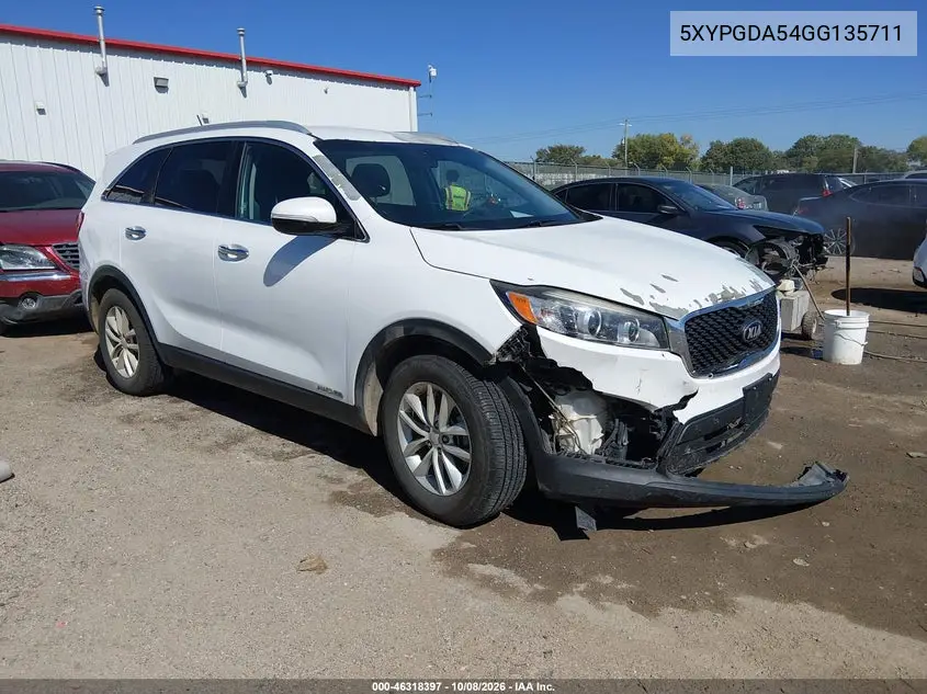 KIA SORENTO 2016, VIN 5XYPGDA54GG135711