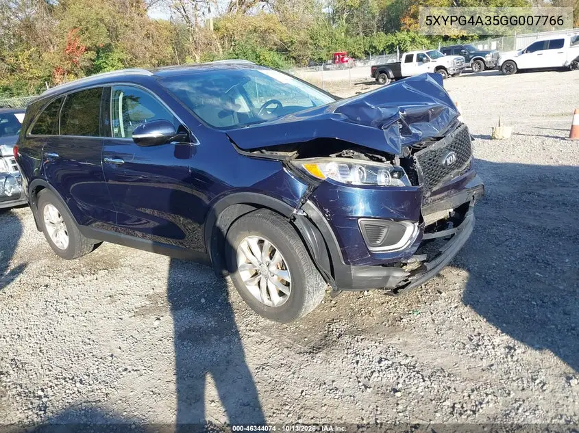 KIA SORENTO 2016, VIN 5XYPG4A35GG007766
