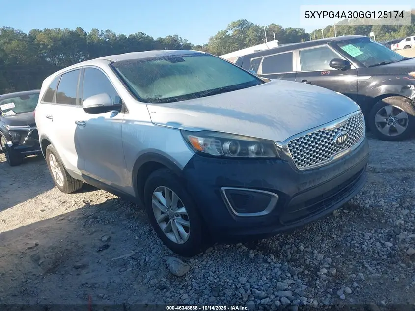 KIA SORENTO 2016, VIN 5XYPG4A30GG125174