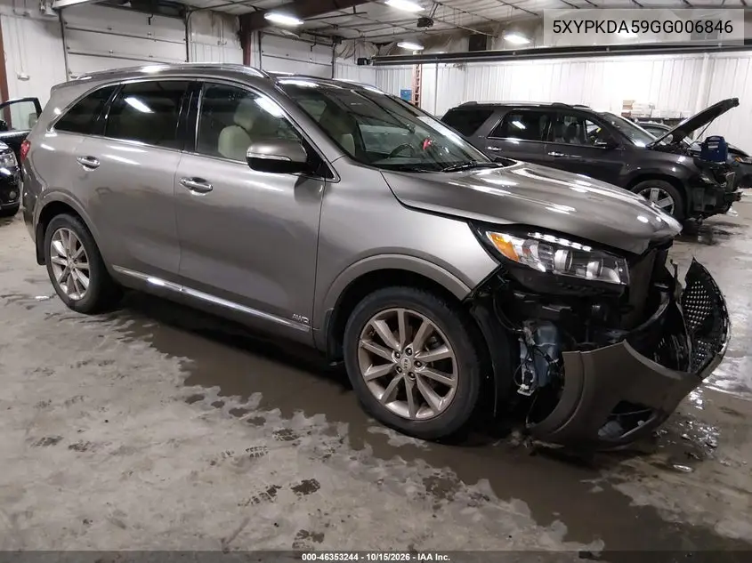 KIA SORENTO 2016, VIN 5XYPKDA59GG006846
