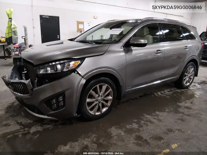 2016 KIA SORENTO VIN 5XYPKDA59GG006846 — фото 2