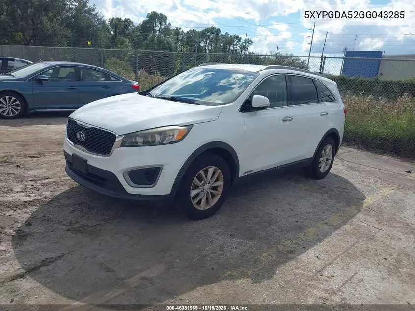 2016 KIA SORENTO VIN 5XYPGDA52GG043285 — фото 2