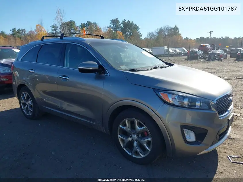 KIA SORENTO 2016, VIN 5XYPKDA51GG101787