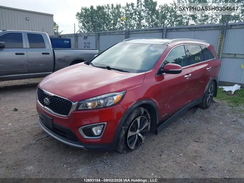2017 KIA SORENTO VIN 5XYPHDA53HG304647 — фото 2