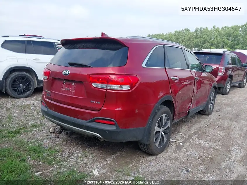 2017 KIA SORENTO VIN 5XYPHDA53HG304647 — фото 4