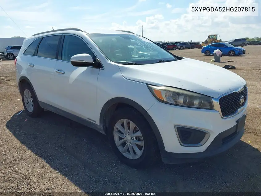 KIA SORENTO 2017, VIN 5XYPGDA52HG207815