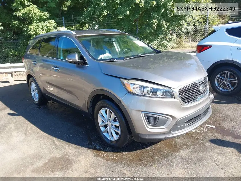 KIA SORENTO 2017, VIN 5XYPG4A3XHG222349