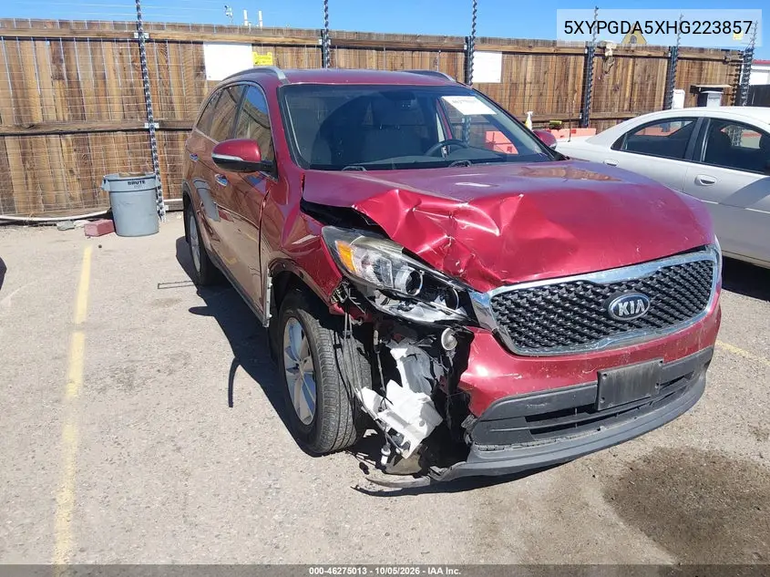KIA SORENTO 2017, VIN 5XYPGDA5XHG223857