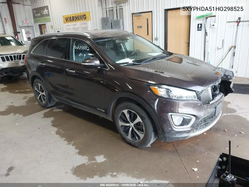 KIA SORENTO 2017, VIN 5XYPHDA51HG298525