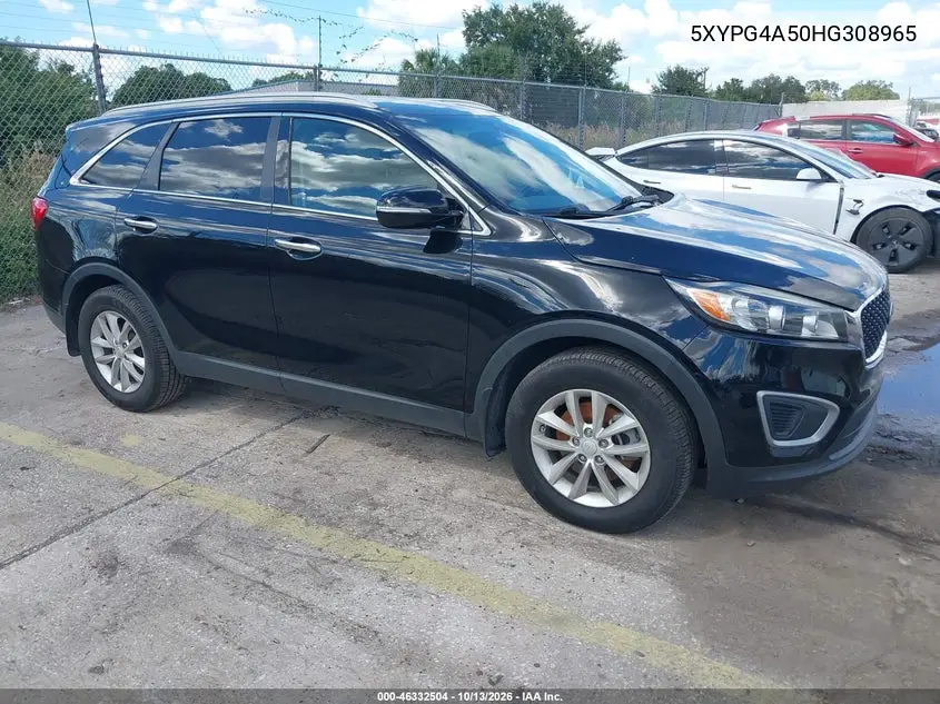 KIA SORENTO 2017, VIN 5XYPG4A50HG308965
