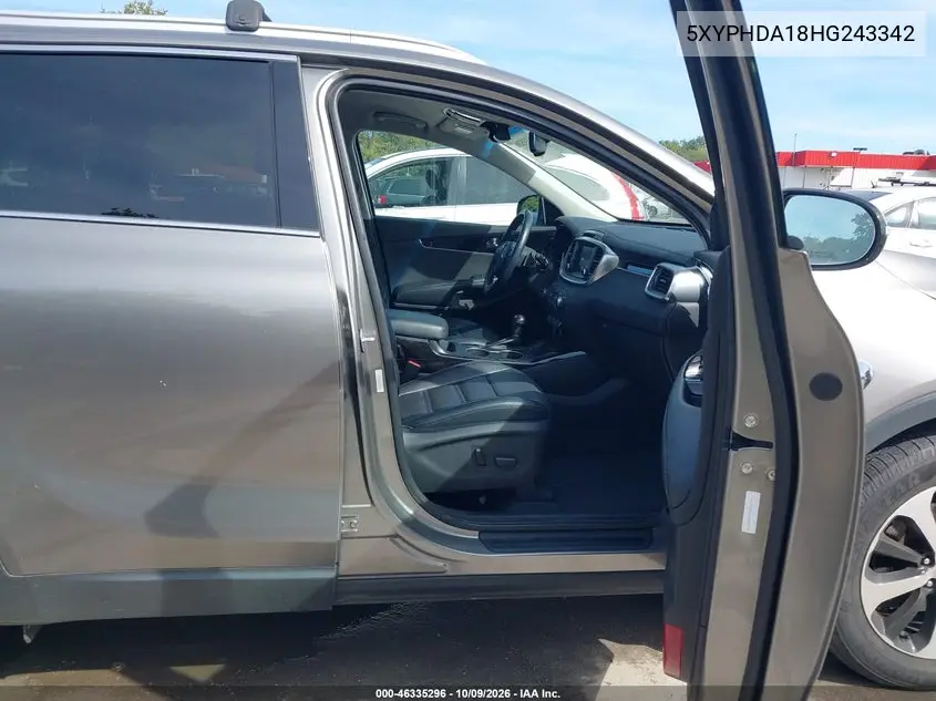 2017 KIA SORENTO VIN 5XYPHDA18HG243342 — фото 5