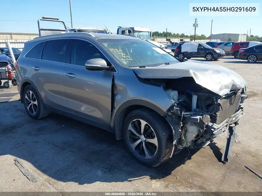 KIA SORENTO 2017, VIN 5XYPH4A55HG291609