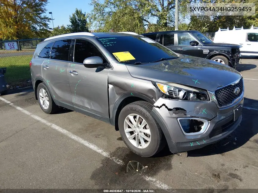 KIA SORENTO 2017, VIN 5XYPG4A34HG259459
