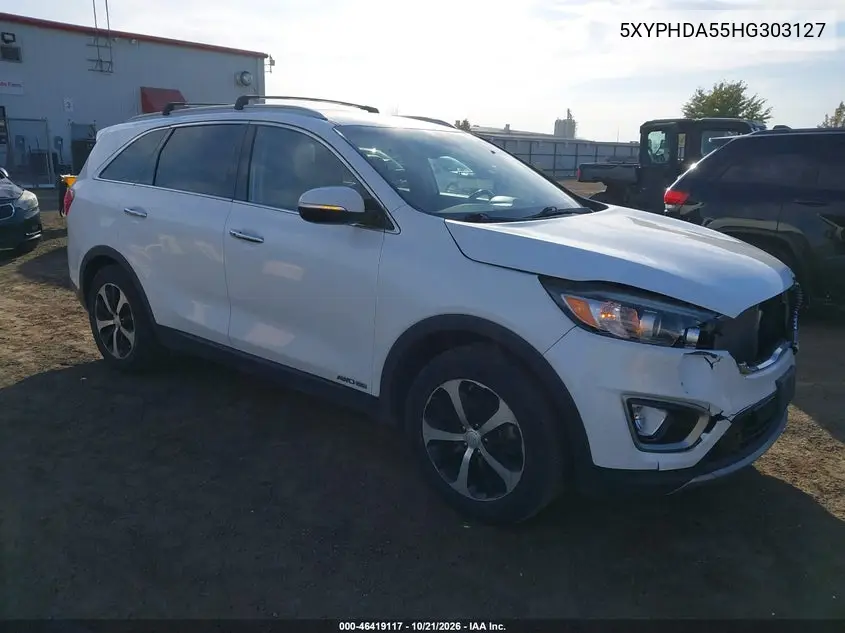 KIA SORENTO 2017, VIN 5XYPHDA55HG303127