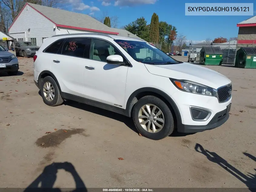 KIA SORENTO 2017, VIN 5XYPGDA50HG196121