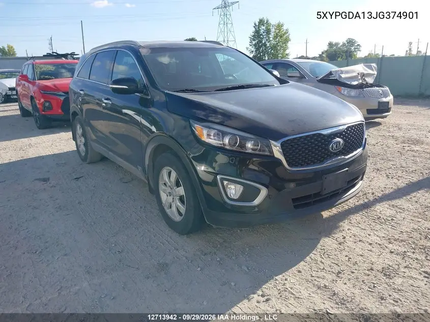 KIA SORENTO 2018, VIN 5XYPGDA13JG374901